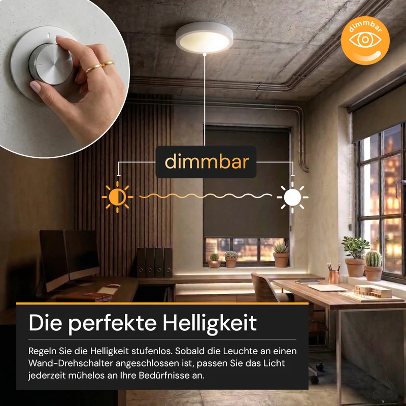 LED Einbauleuchte, 12 W, 1200 lm, 5CCT 2700–5700 K, stufenlos dimmbar
