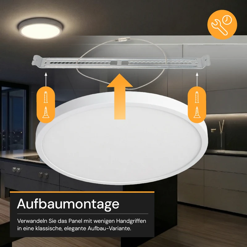LED CCT Einbauleuchte, stufenlos dimmbar, 24 W, 2400 lm, 5CCT 2700–5700 K