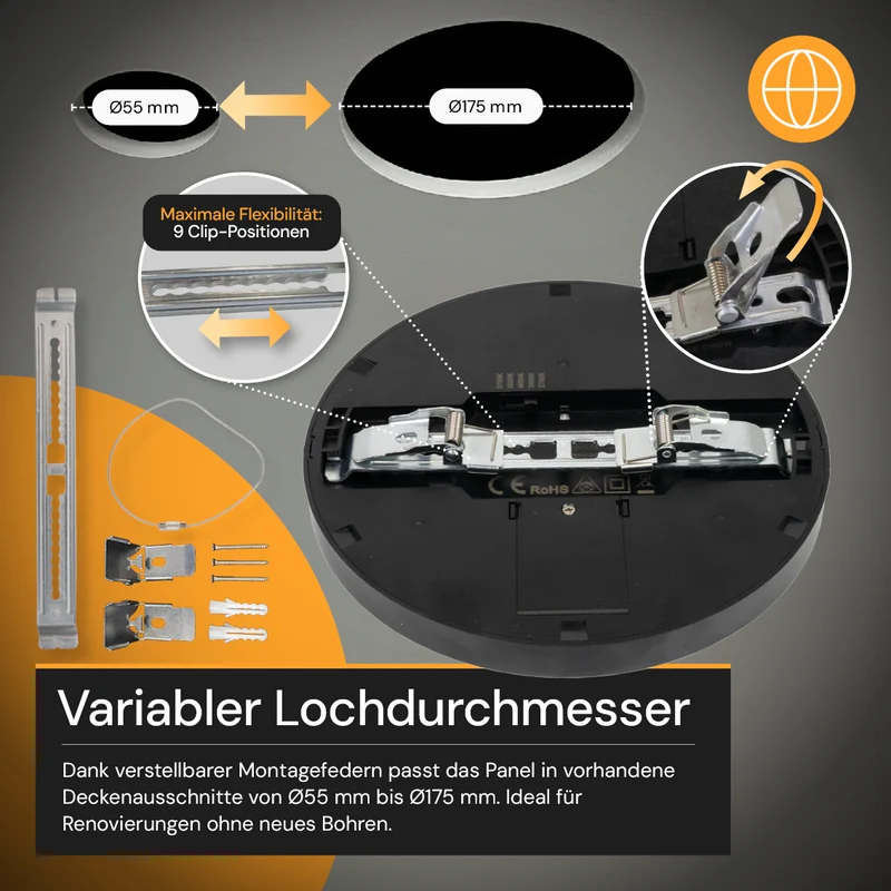 LED Einbauleuchte, stufenlos dimmbar, 18 W, 1800 lm, 5CCT 2700–5700 K