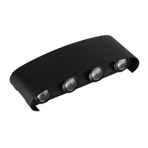LED Wandleuchte 8W, Gartenleuchte, IP65, 3000 K, Aluminium, Schwarz