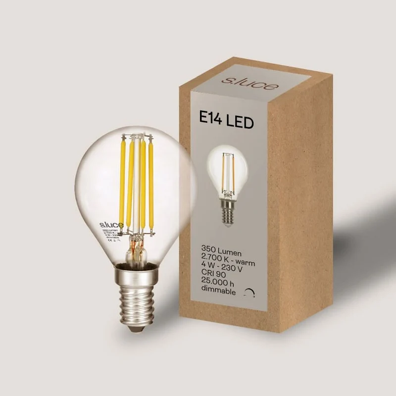 s.luce E14 LED Warmweiß 2700K 350lm 4W Dimmbar CRI 90