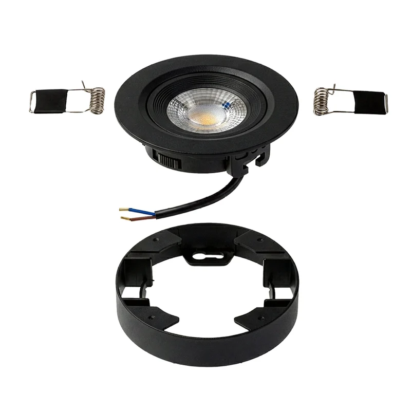 LED CCT Downlight, Ein- und Aufbaustrahler, schwenkbar, in Schwarz, dimmbar, 5 W, 420 lm, 60°, 3000K-4000K-6500K einstellbar