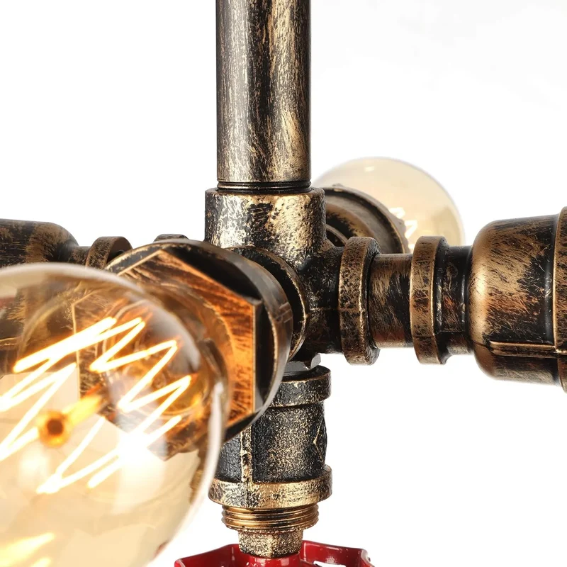 Industrielle Deckenleuchte 4 flammig Wasserrohr Design ~3517
