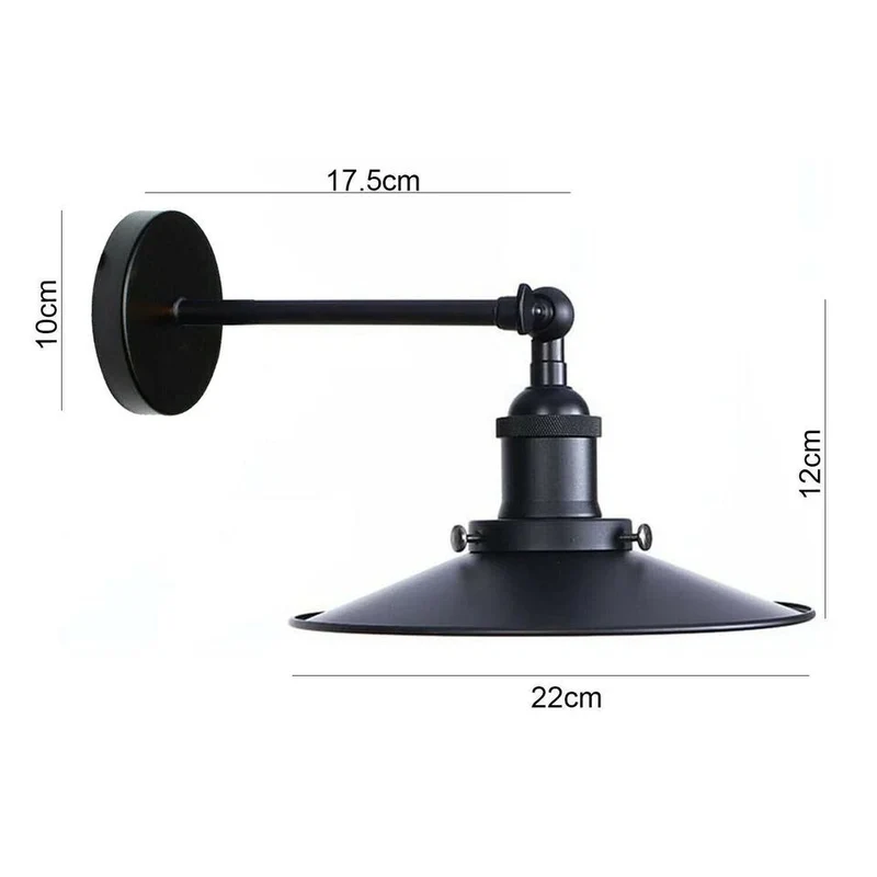 Vintage Wandleuchte Schwarz Industrial E27 Wandlampe~3414