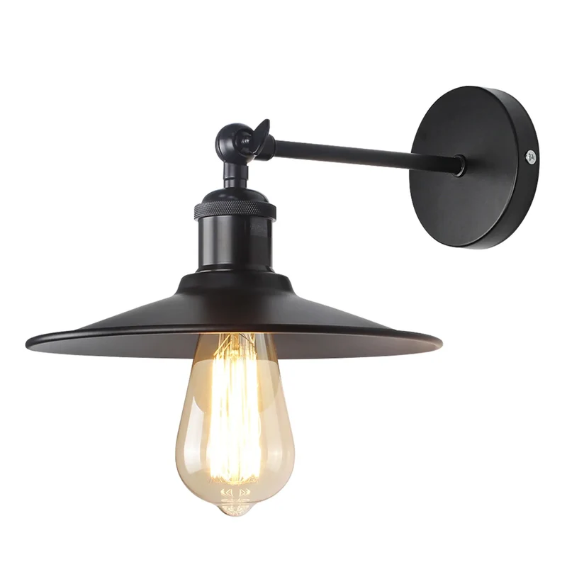 Vintage Wandleuchte Schwarz Industrial E27 Wandlampe~3414