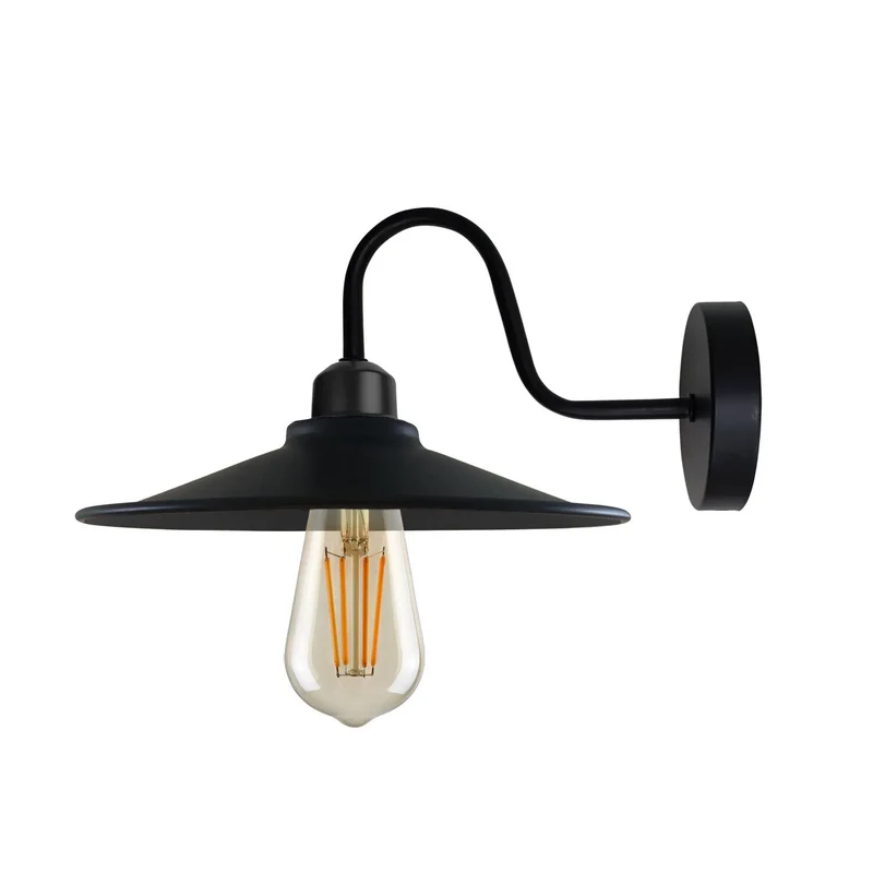 Vintage Wandleuchte Schwarz Industrial E27 Wandlampe~3414