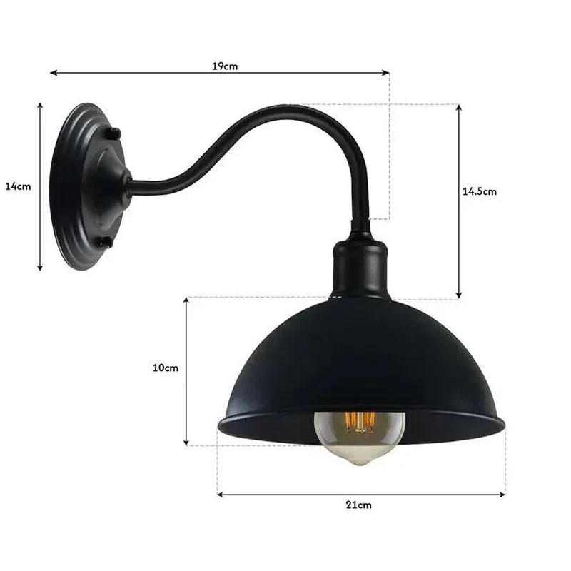 Vintage Wandleuchte Schwarz Industrial E27 Wandlampe~3414