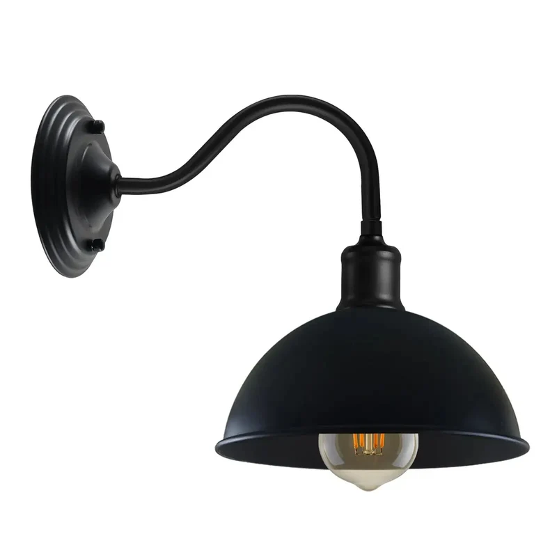Vintage Wandleuchte Schwarz Industrial E27 Wandlampe~3414