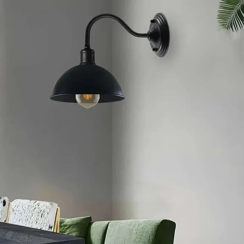 Vintage Wandleuchte Schwarz Industrial E27 Wandlampe~3414