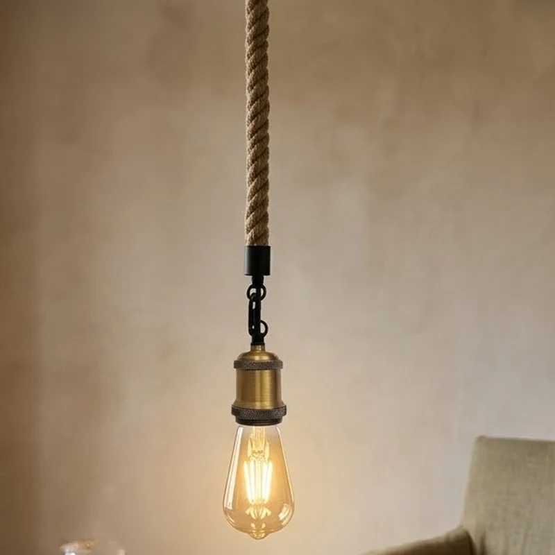 Hanfseil Pendelleuchte Vintage Industrial E27~3412
