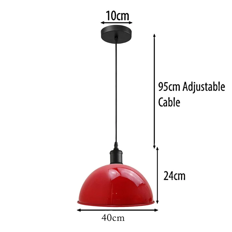 LEDSone Lampada Sospensione Cupola Nera Ø40cm Vintage E27 ~3407
