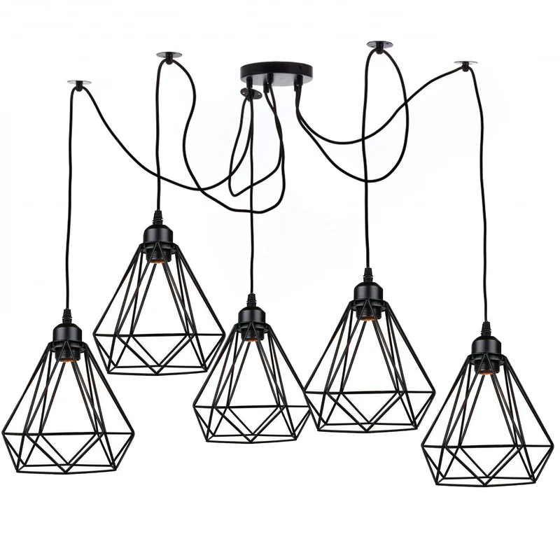 LEDSone Lampada Sospensione Spider 5 Vie Industriale Diamante ~3406