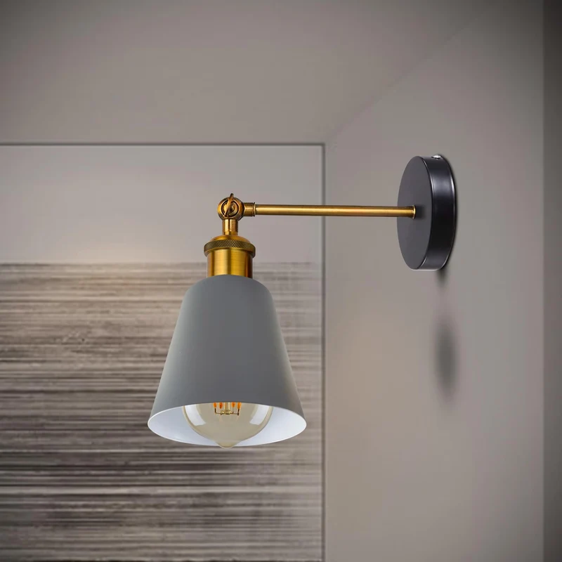 Wandlampe Industrial in Glockenform, schwenkbar E27 ~3382