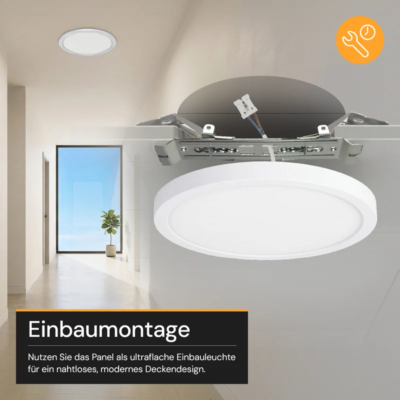 LED Einbauleuchte, 12 W, 1200 lm, 5CCT 2700–5700 K, stufenlos dimmbar
