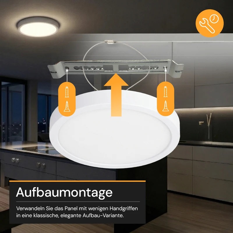 LED Einbauleuchte, 12 W, 1200 lm, 5CCT 2700–5700 K, stufenlos dimmbar