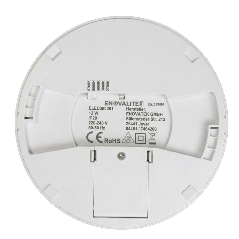 LED Einbauleuchte, 12 W, 1200 lm, 5CCT 2700–5700 K, stufenlos dimmbar