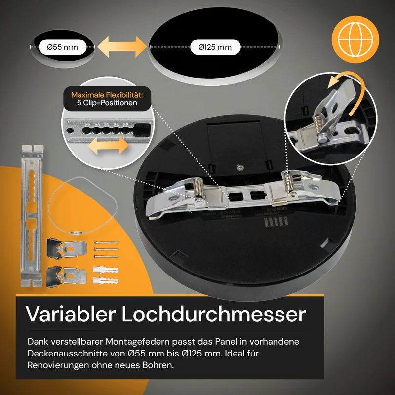 LED CCT Einbauleuchte, 12 W, 1200 lm, 5CCT, 2700–5700 K