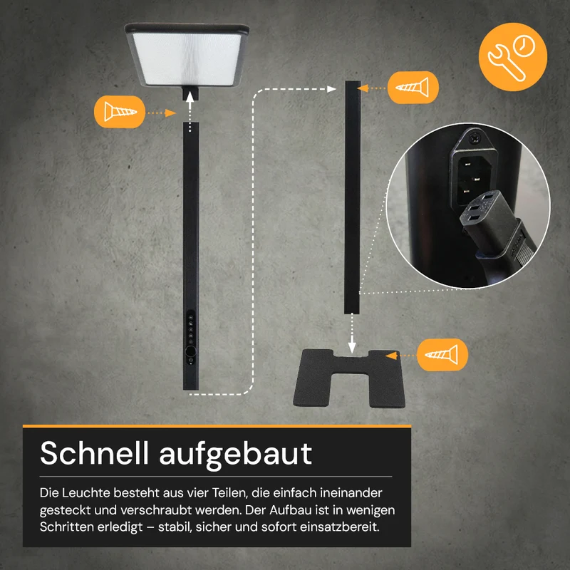 LED Büro-Stehleuchte Up&Down mit Sensor, 150W, 11.000lm, 4000K, UGR 98, dimmbar, schwarz