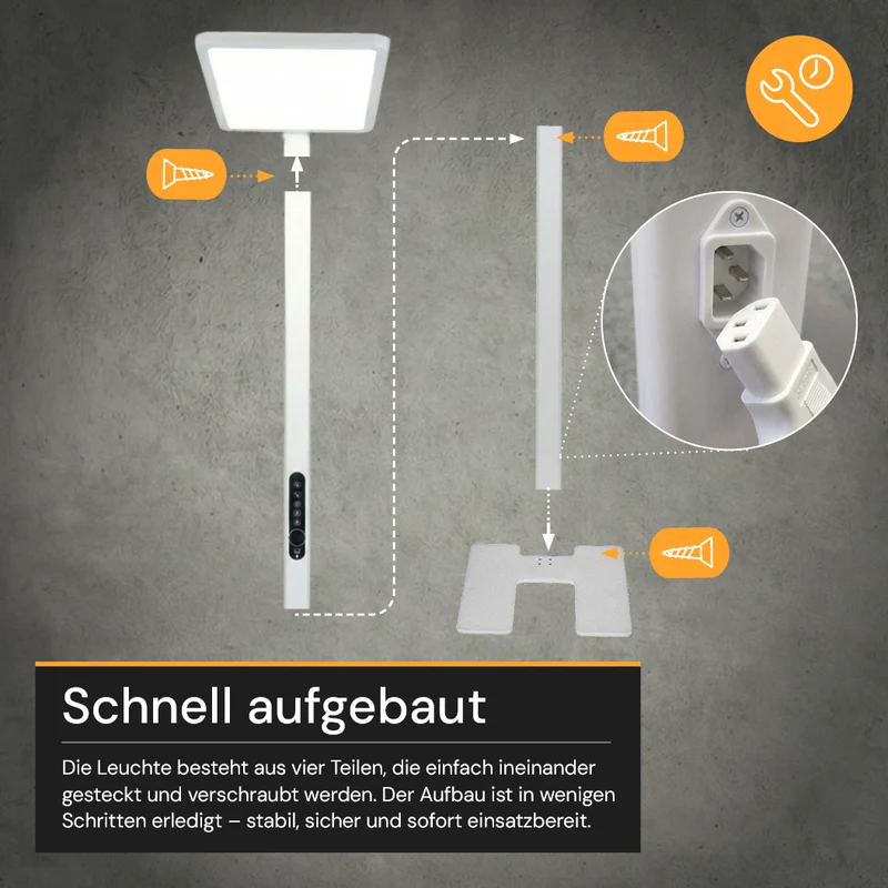 LED Büro-Stehleuchte Up&Down mit Sensor, 150W, 11.000lm, 4000K, UGR 98, dimmbar, weiß