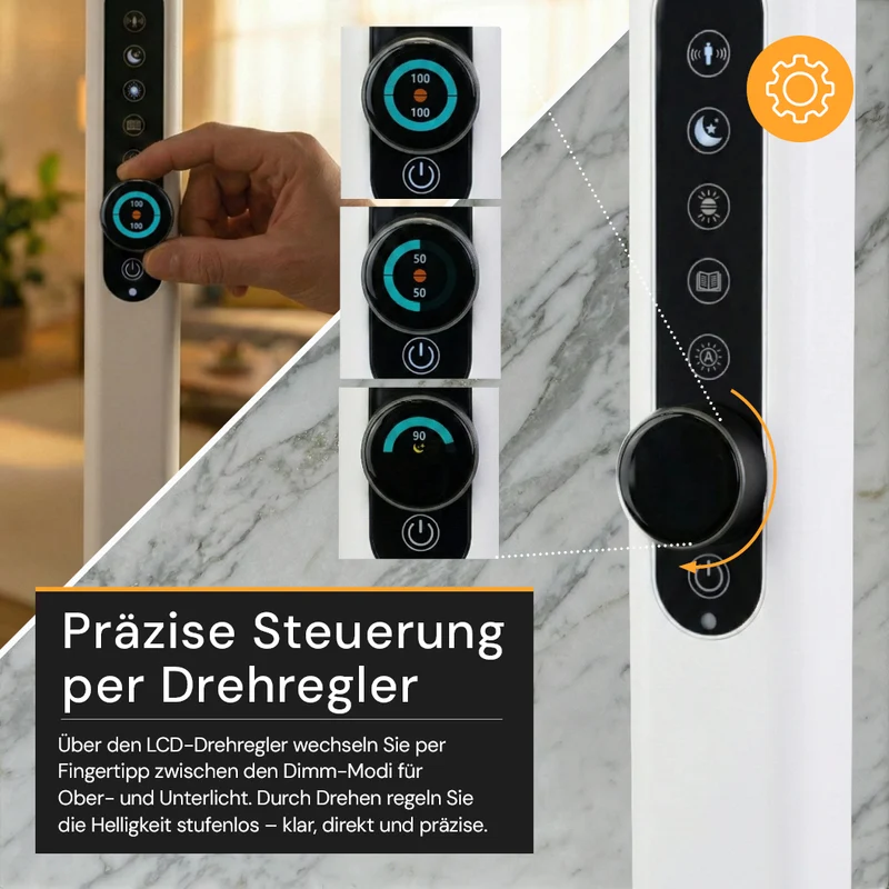 LED Büro-Stehleuchte Up&Down mit Sensor, 150W, 11.000lm, 4000K, UGR 98, dimmbar, weiß