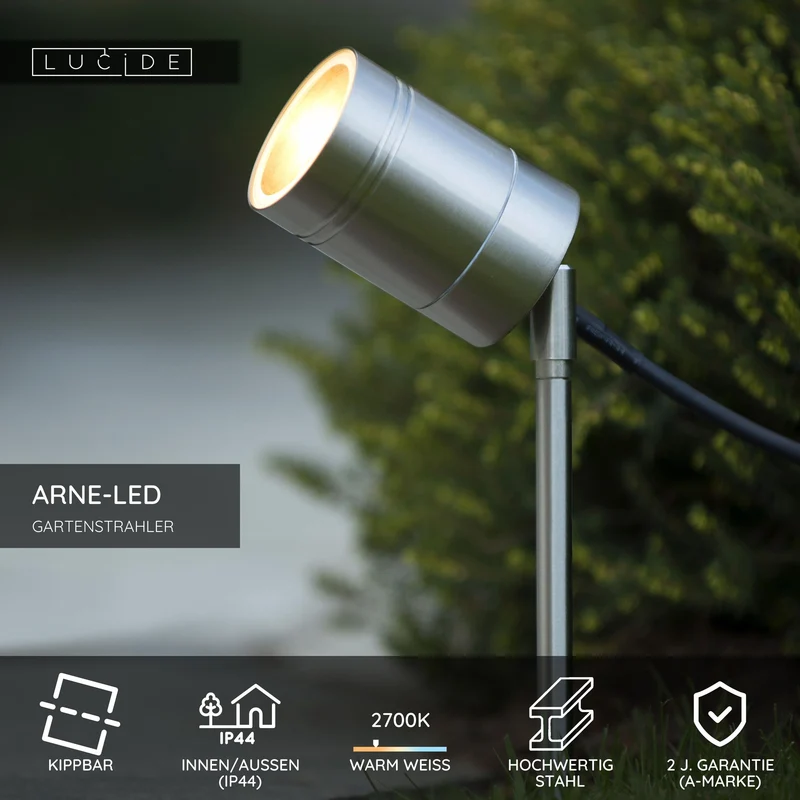 LED-Gartenstrahler Arne schwenkbar IP44 Warmweiß Ø 6,3cm