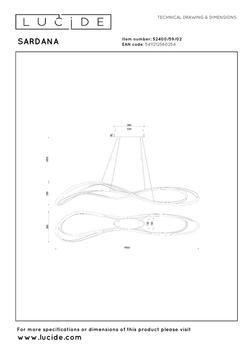 LED-Pendelleuchte Sardana dimmbar 160cm Messing