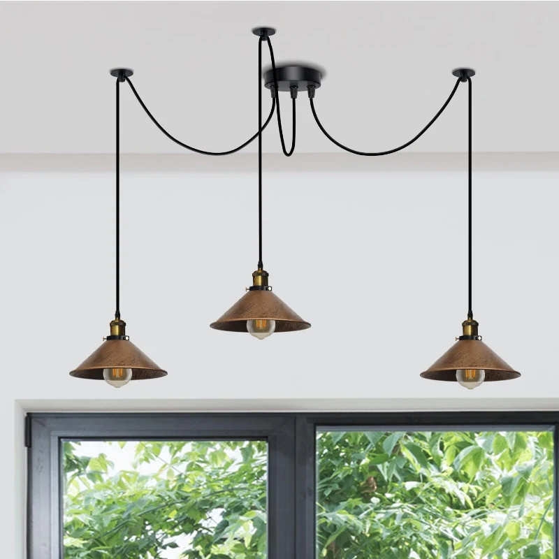 Vintage 3-armiger Kronleuchter, verstellbare Spinnenlichter ~3359