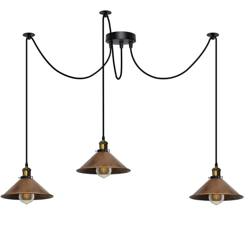 Vintage 3-armiger Kronleuchter, verstellbare Spinnenlichter ~3359