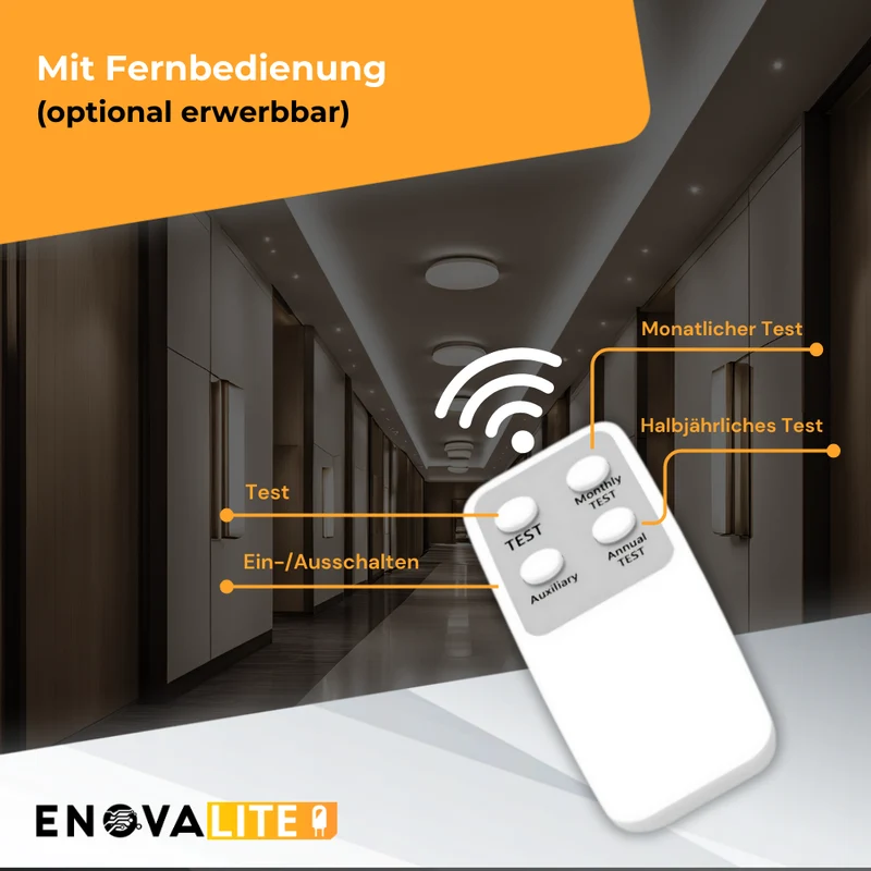LED-Notstrom Deckenleuchte mit Bewegungsmelder, mit Fernbedienung, 8h Akku, 18 W, 1800 lm, 3000–6000 K