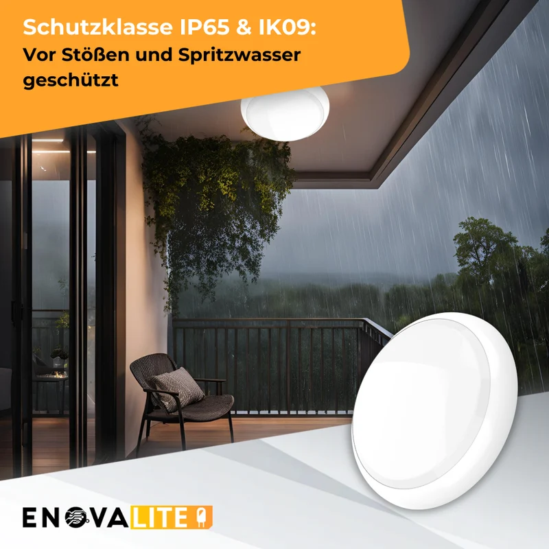 LED-Notstrom Deckenleuchte mit Bewegungsmelder, mit Fernbedienung, 8h Akku, 18 W, 1800 lm, 3000–6000 K