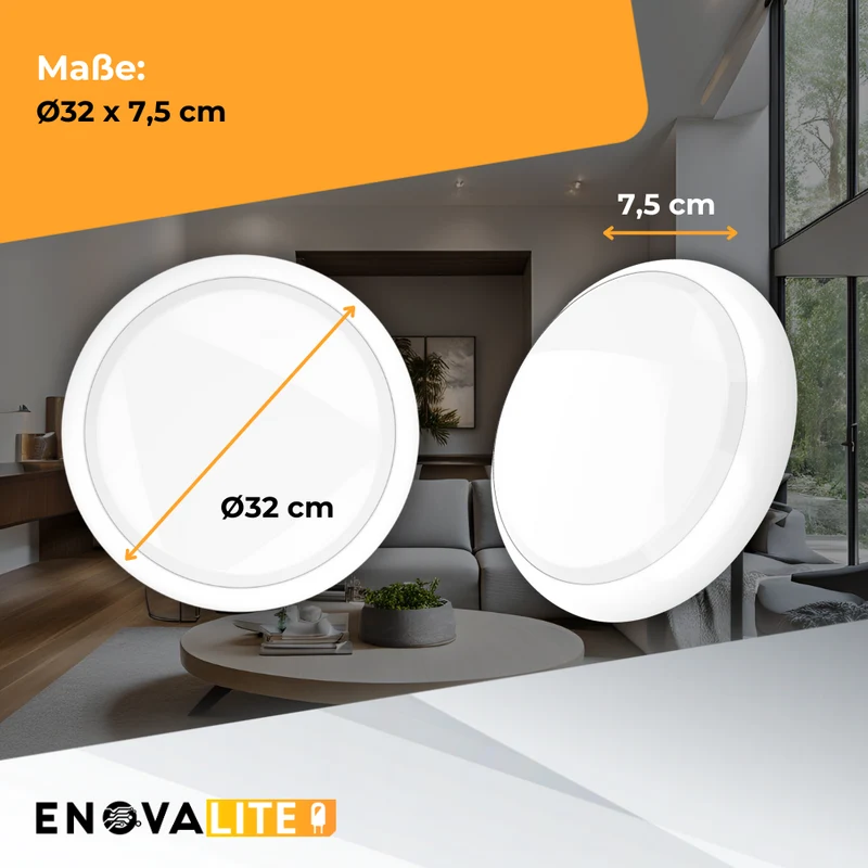 LED-Notstrom Deckenleuchte mit Bewegungsmelder, mit Fernbedienung, 8h Akku, 18 W, 1800 lm, 3000–6000 K