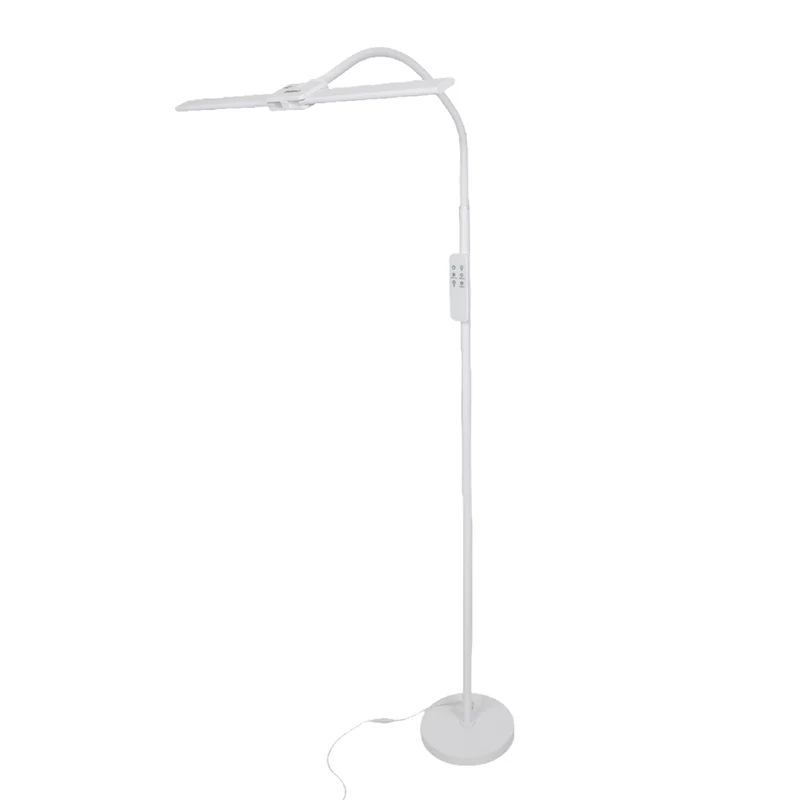 LED-Stehlampe- und Schreibtischlampe, Doppelkopf, in Weiß, dimmbar, 5 Farbtemperaturstufen, 18 W, 1100 lm, voll verstellbare Monitor-/Tischlampe mit kontaktlosem Ein-/Ausschalt-Sensor