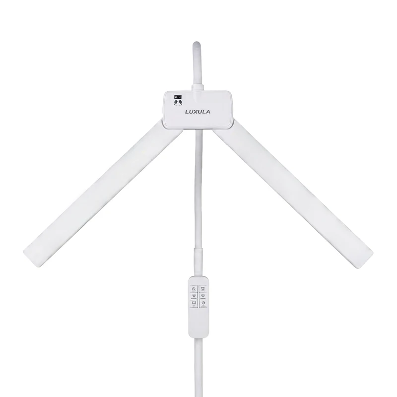 LED-Stehlampe- und Schreibtischlampe, Doppelkopf, in Weiß, dimmbar, 5 Farbtemperaturstufen, 18 W, 1100 lm, voll verstellbare Monitor-/Tischlampe mit kontaktlosem Ein-/Ausschalt-Sensor