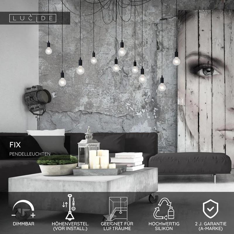 Pendelleuchte Fix Multiple 10-flammig Schwarz