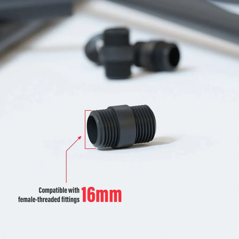 Schwarz Stahl Standard Gewinde Verbinder für Rohrrohr 16mm Außengewinde ~3237
