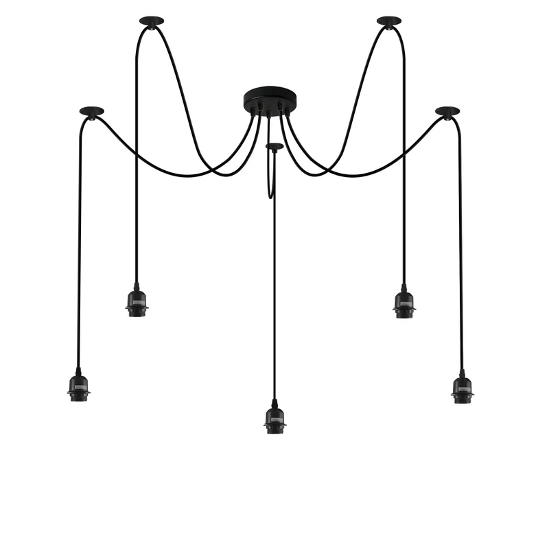 Suspension Araignée 3/5/8 Flammes E27 Câble PVC Noir~3322