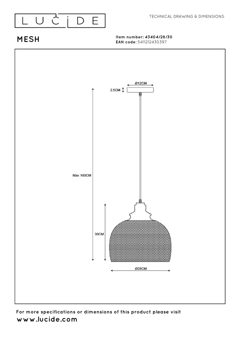 Pendelleuchte Mesh Ø 28cm