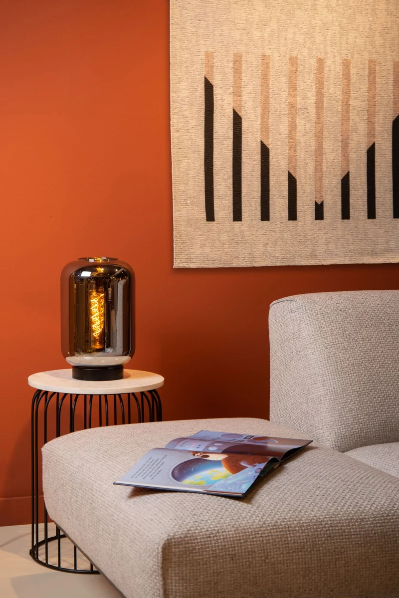Tischlampe Joanet Glas Rauchgrau