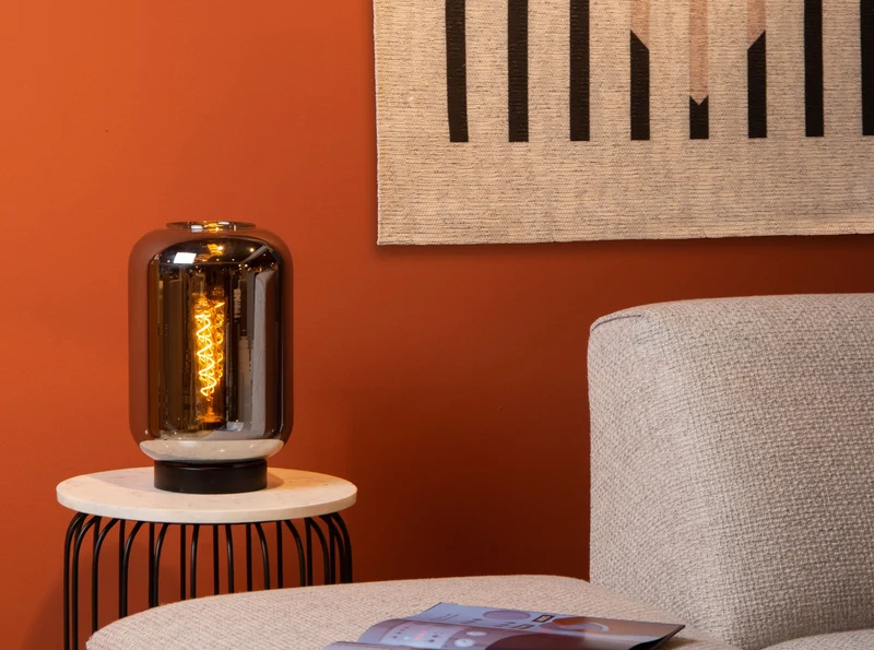 Tischlampe Joanet Glas Rauchgrau