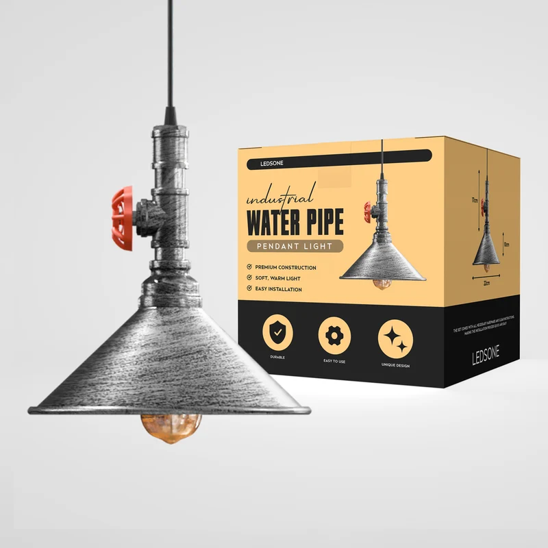 All Seasons Life Wasserrohr Lampe Industrial Pendelleuchte | Metallrohr Deckenlampe ~ 3349