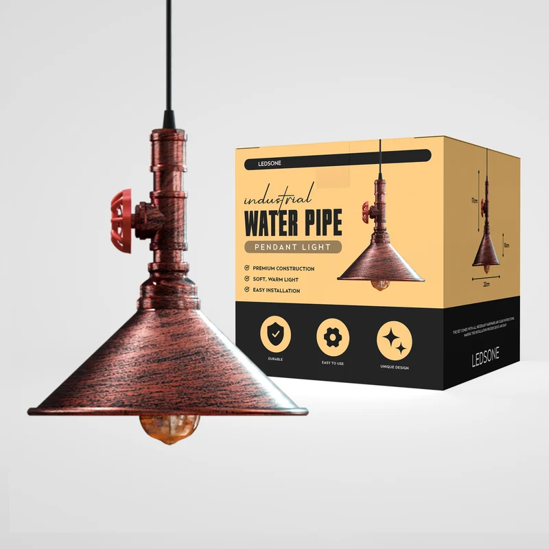 All Seasons Life Wasserrohr Lampe Industrial Pendelleuchte | Metallrohr Deckenlampe ~ 3349