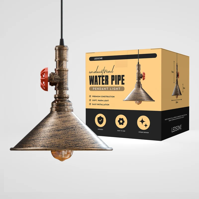 All Seasons Life Wasserrohr Lampe Industrial Pendelleuchte | Metallrohr Deckenlampe ~ 3349