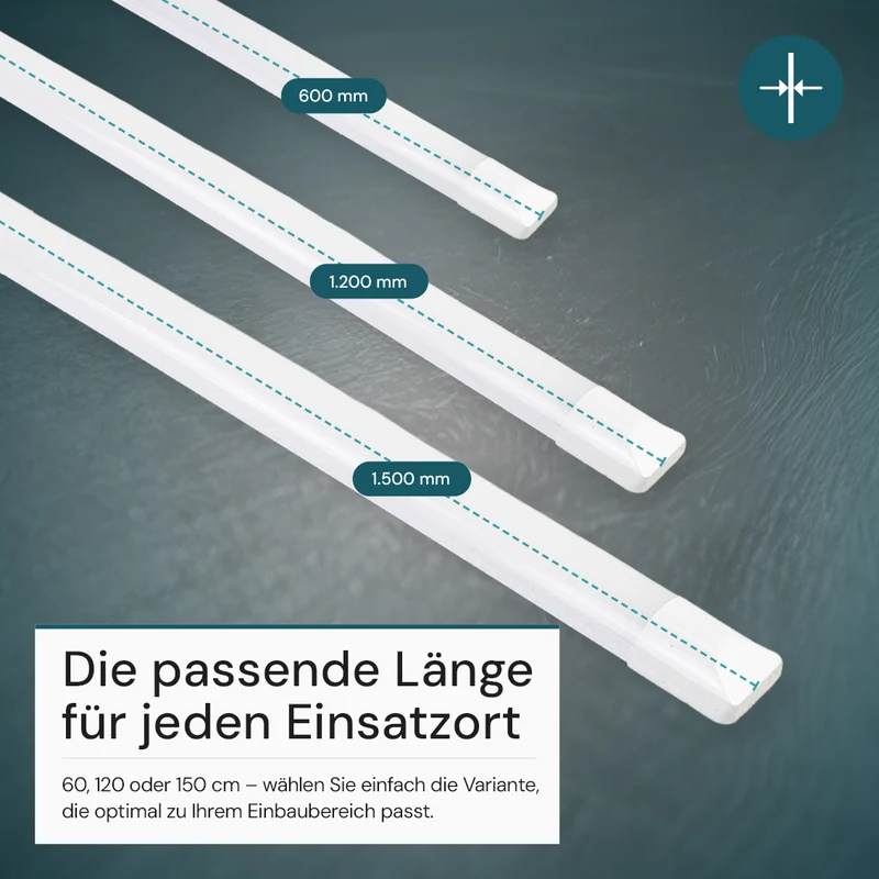 LED Unterbauleuchte, 150 cm, 45 W, 4850 lm, 3000-4000-6500 K, IP20, Lichtfarbe einstellbar, mit Anschlussblock, weiß