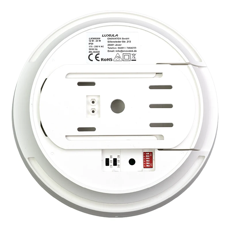 LED CCT Aufbauleuchte, 12-24 W, 2500 lm, Ø230 × 60 mm, 3000-4000-6500K, Klickmontage, Bewegungsmelder, rund