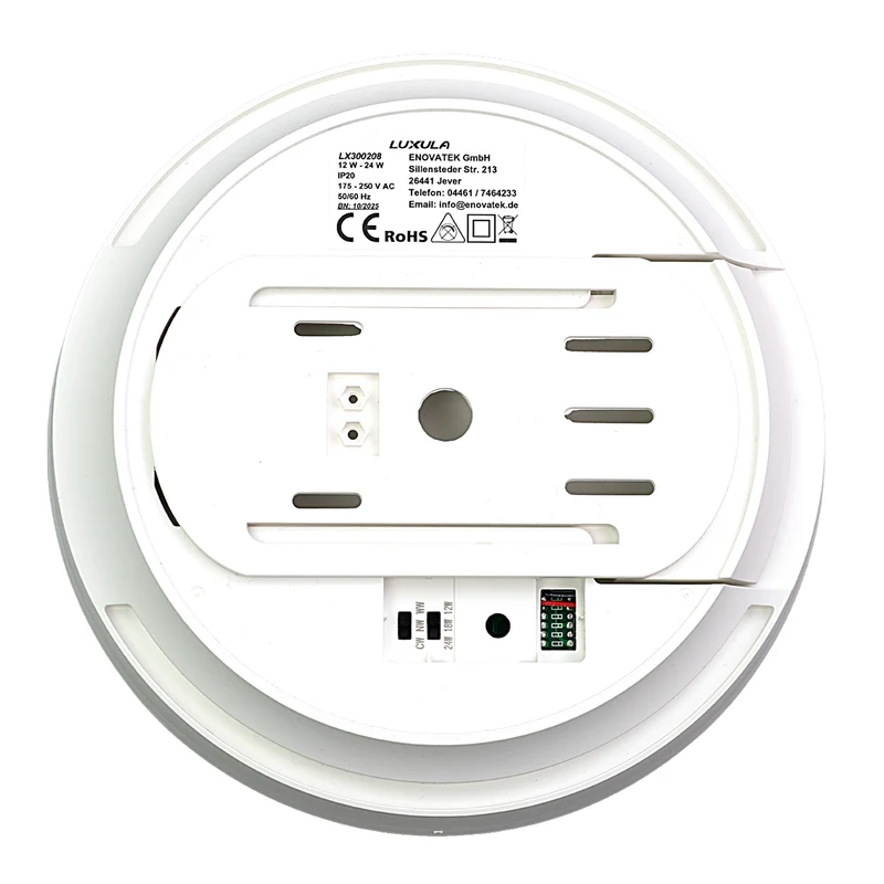 LED CCT Aufbauleuchte, 12–24 W, 2500 lm, Ø230 × 60 mm, 3000-4000-6500K einstellbar, Klickmontage, integrierter Anschlussblock, rund