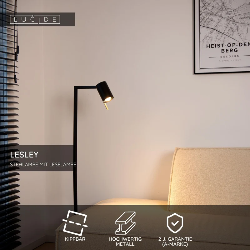 Lese-Stehlampe Lesley schwenkbar 130cm