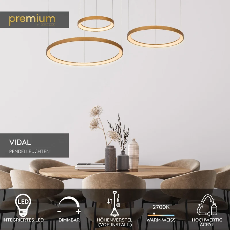 LED-Pendelleuchte Vidal dimmbar Ø 78cm Warmweiß 2700K