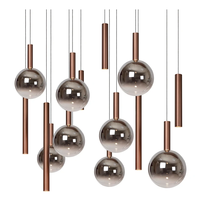 LED-Pendelleuchte Jasmine 14-flammig dimmbar CCT Kupfer