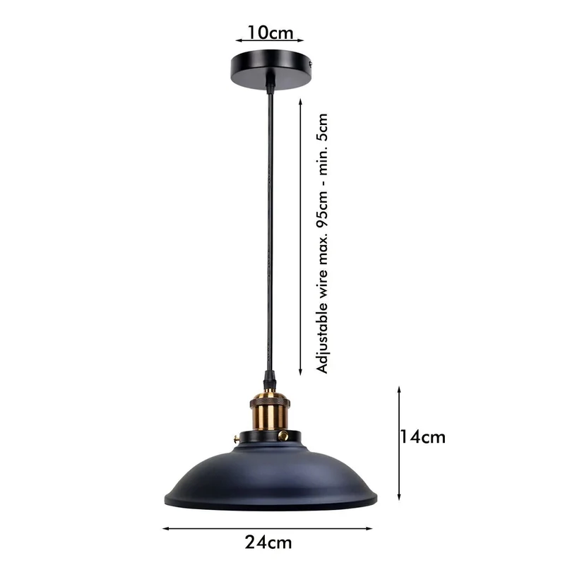 Retro Coolie Pendelleuchte Patina Antik E27 | Industrie Esstischlampe Ø24cm ~3314