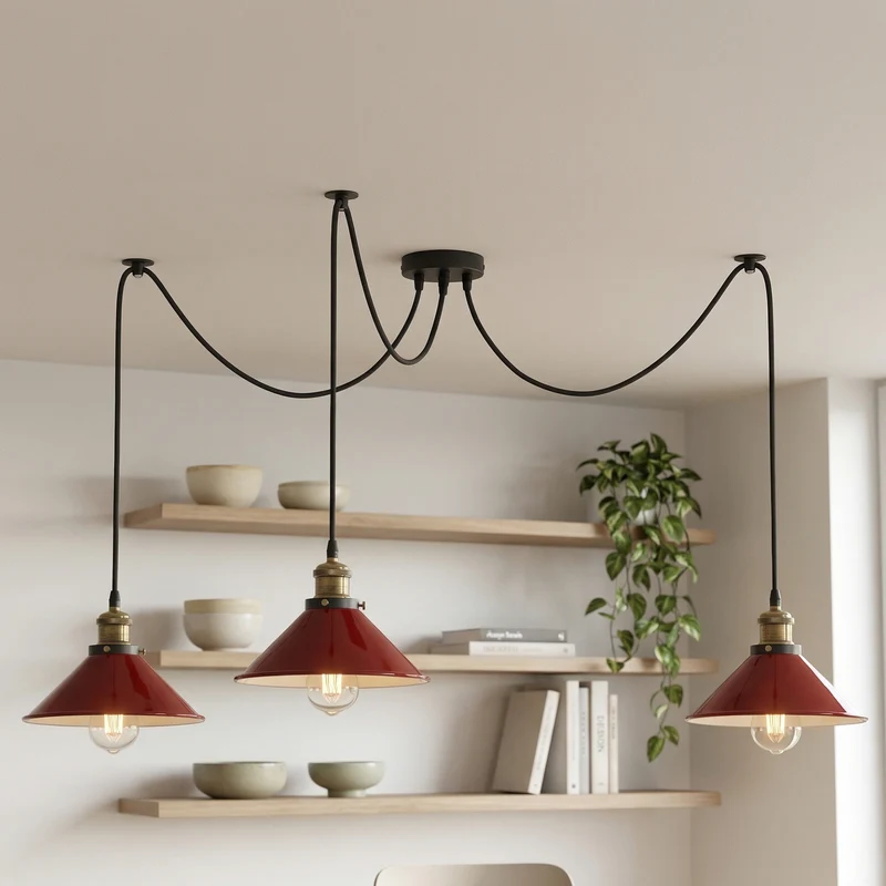 3-flammige Hängelampe – Vintage Dezentrale Pendelleuchte | Ø22cm | E27 ~3312